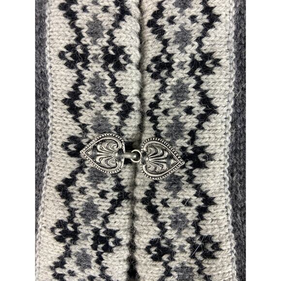 Natural Style Estonia Fair Isle 100% Wool Cardigan Womens XL Metal Clasps Scandi - Picture 2 of 14